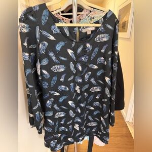 Forever 21 Navy Dress with Blue & White Feather Print